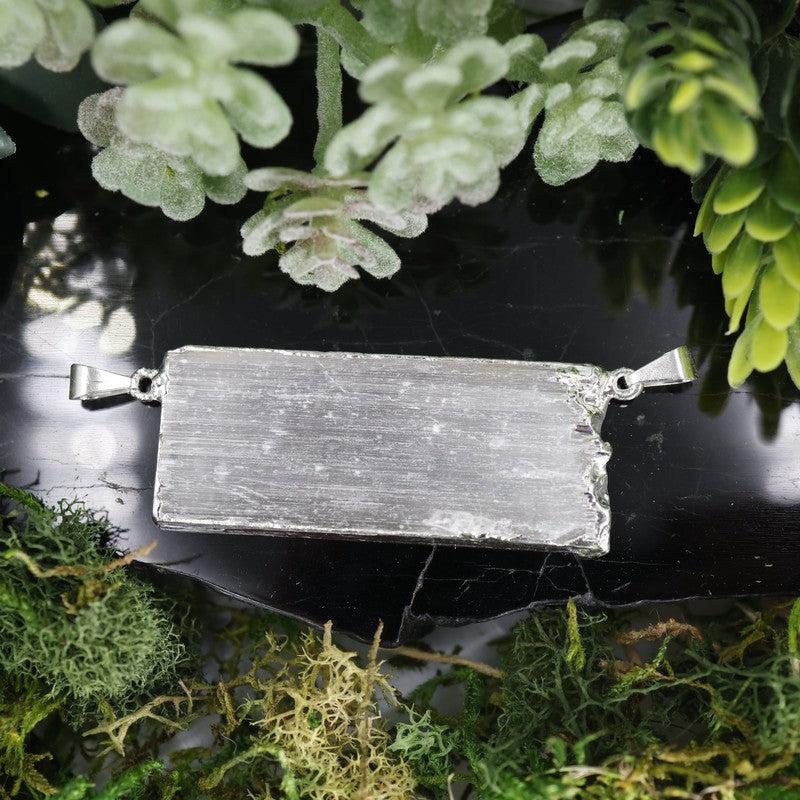 Silver Plated 2-Side Chain Selenite Pendant-Nature's Treasures