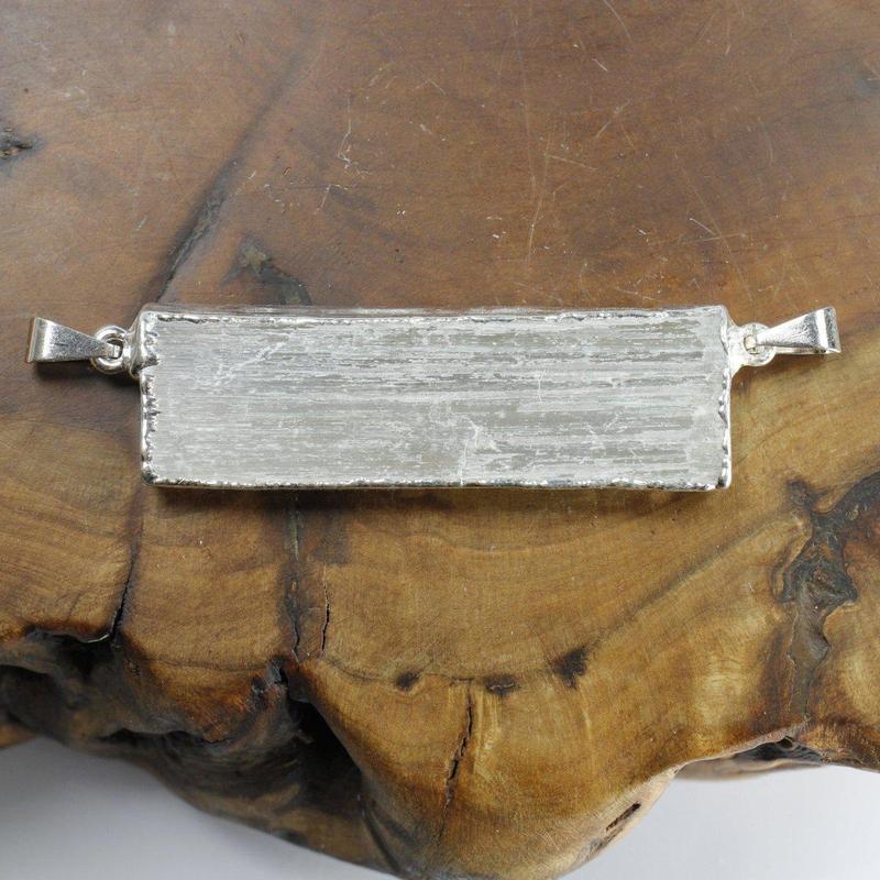 Silver Plated 2-Side Chain Selenite Pendant-Nature's Treasures