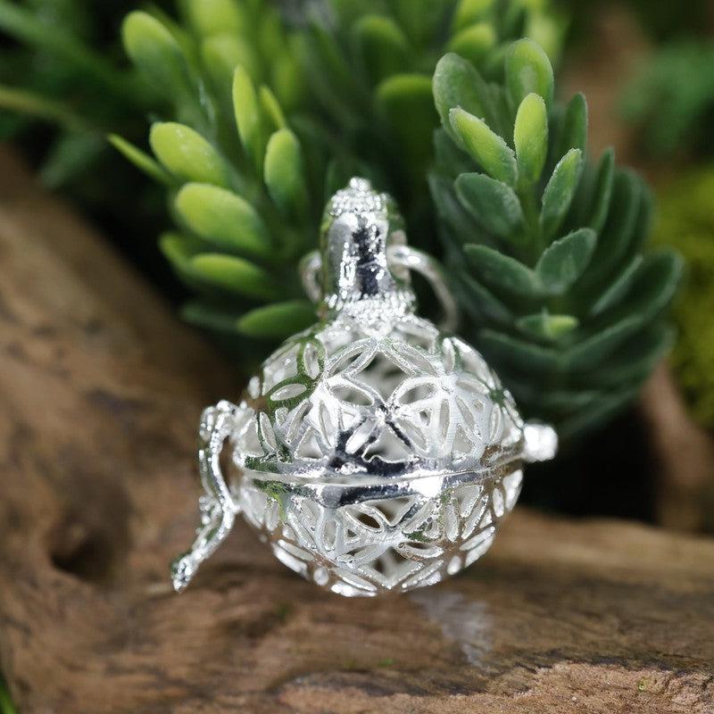 Silver Plated Gemstone Cage Pendants w/ Clasp Lock-Nature's Treasures