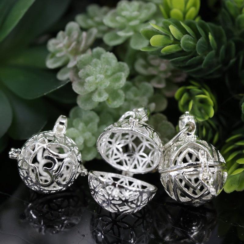 Silver Plated Gemstone Cage Pendants w/ Clasp Lock-Nature's Treasures