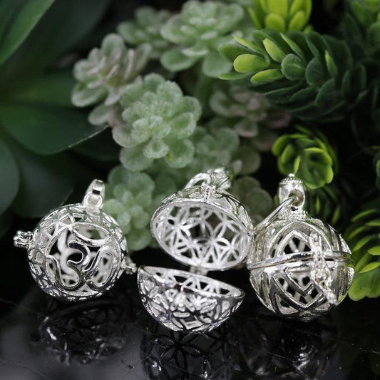 Silver Plated Gemstone Cage Pendants w/ Clasp Lock-Nature's Treasures