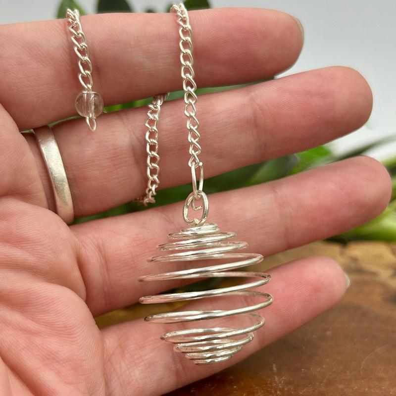 Silver Spiral Cage Pendulum || Divination Tool-Nature's Treasures