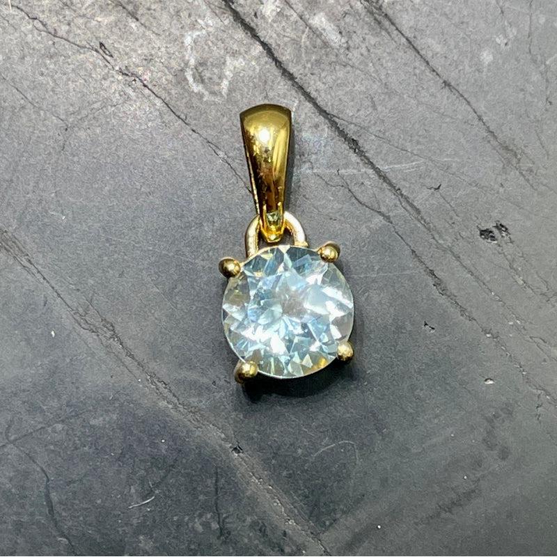 Sky Blue Topaz Faceted Dainty Pendants | 14k Vermeil Gold | Brazil-Nature's Treasures