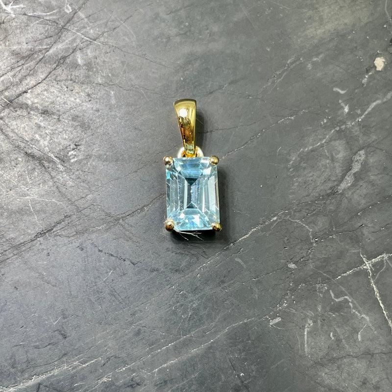 Sky Blue Topaz Faceted Dainty Pendants | 14k Vermeil Gold | Brazil-Nature's Treasures