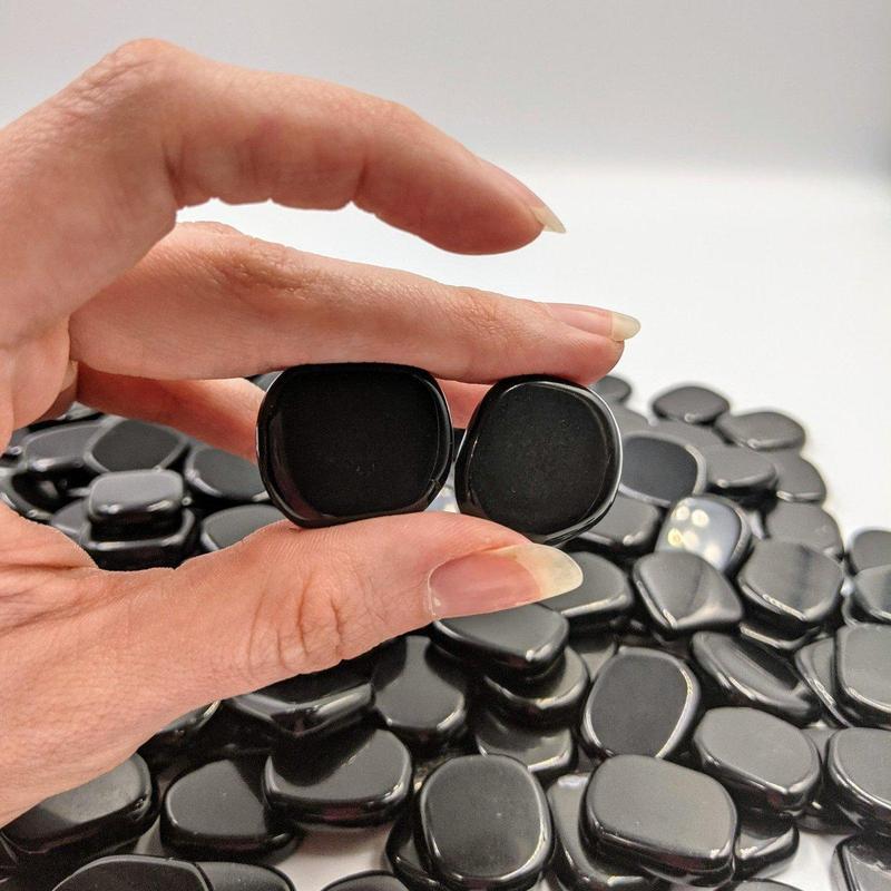 Small Black Obsidian Glass Pocket Flat Stones || Protection-Nature's Treasures