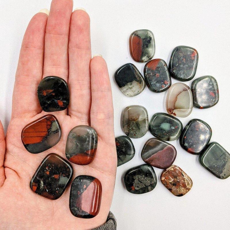 Small Bloodstone Pocket Flat Stones || Grounding-Nature's Treasures