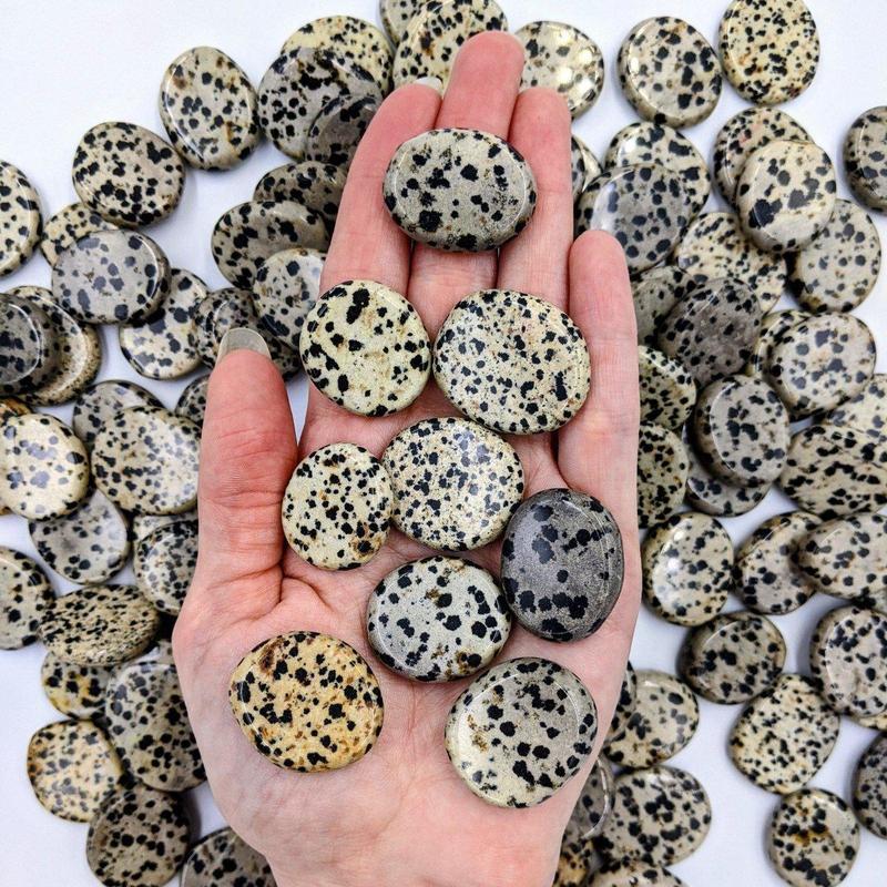 Small Dalmatian Jasper Pocket Flat Stones || Protection-Nature's Treasures