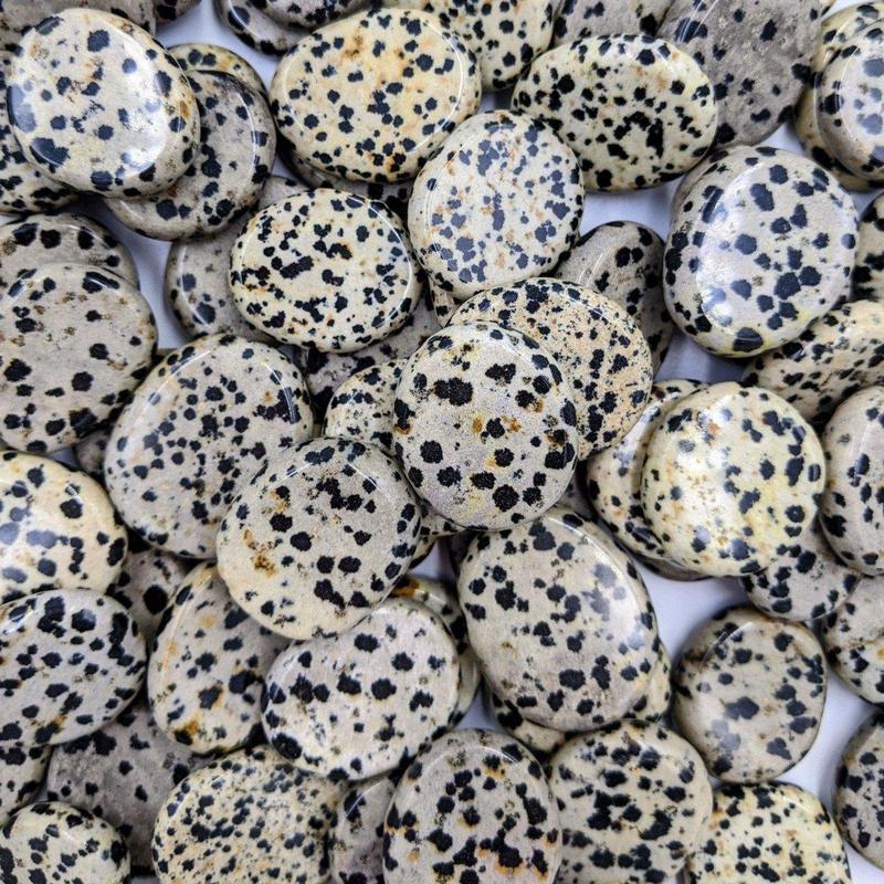 Small Dalmatian Jasper Pocket Flat Stones || Protection-Nature's Treasures