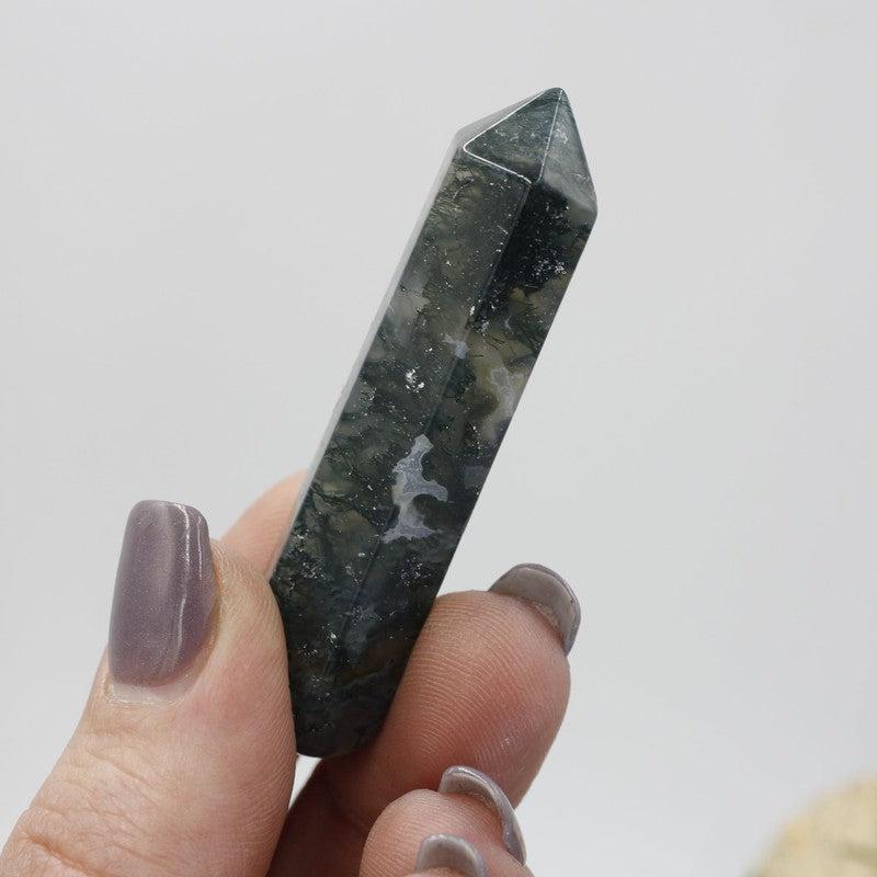 Small Moss Agate Massage Point Tool || Balance-Nature's Treasures