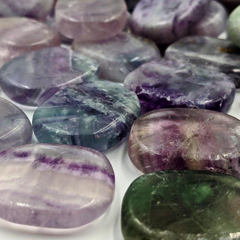 Small Rainbow Fluorite Pocket Flat Stones || Clarity-Nature's Treasures