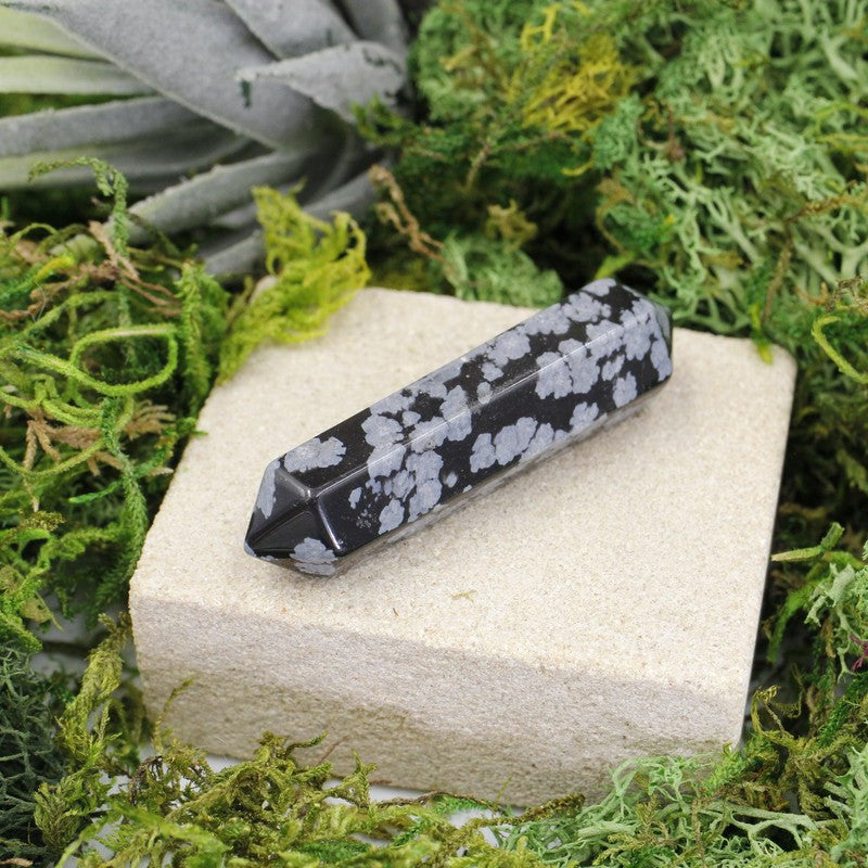 Small Snowflake Obsidian Double Terminated Massage Tool