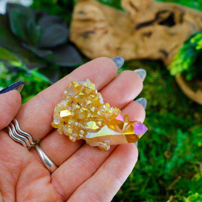 Small Sunset Aura Quartz Clusters || Trunk Show-Nature's Treasures