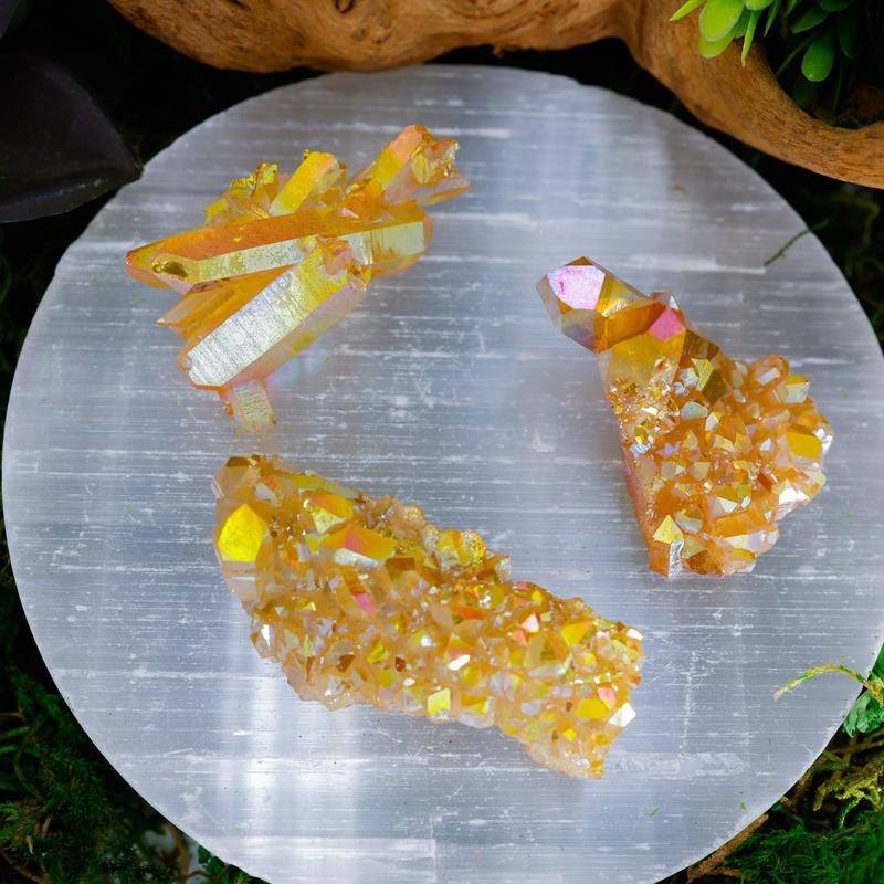 Small Sunset Aura Quartz Clusters || Trunk Show-Nature's Treasures