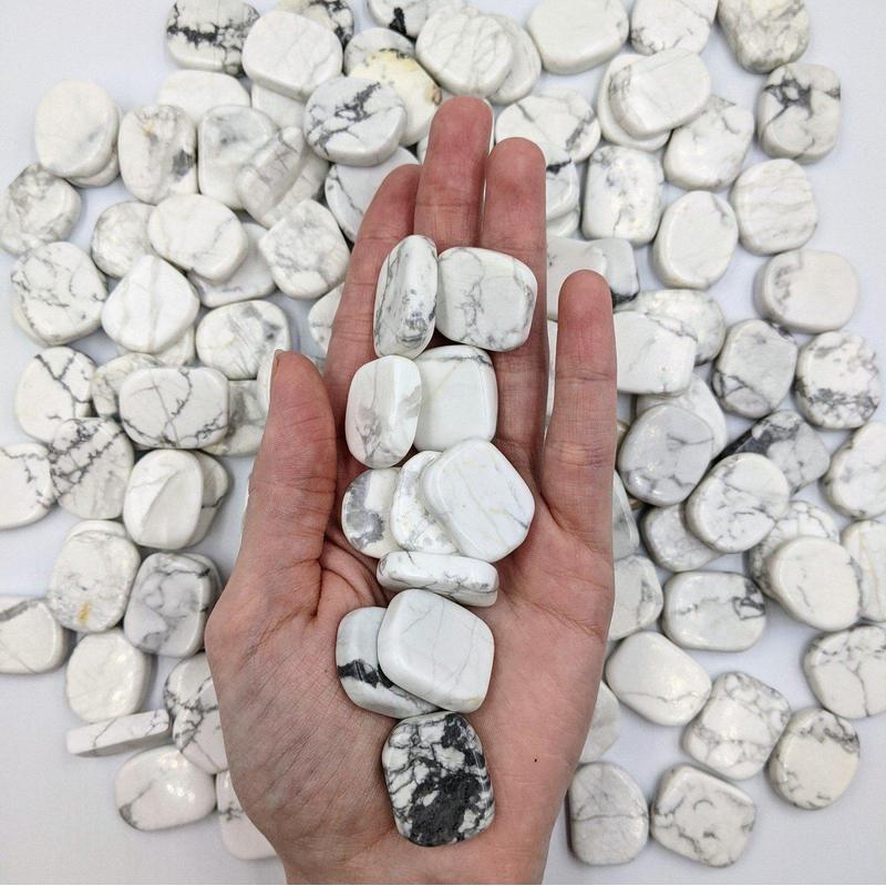 Small White Howlite Pocket Flat Stones || Stress Relief-Nature's Treasures