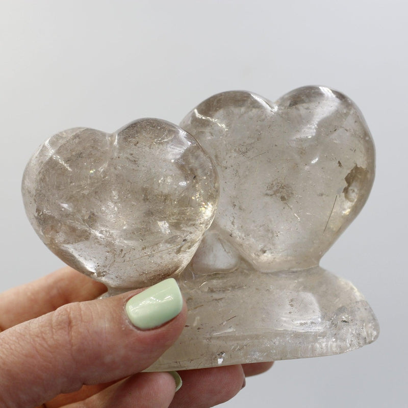 Smoky Quartz Double Heart Statue-Nature's Treasures