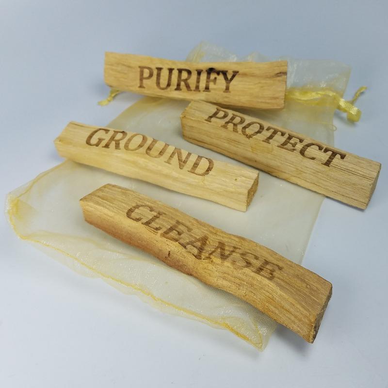 Smudge Wood Stick Set || Palo Santo Affirmation Etched-Nature's Treasures