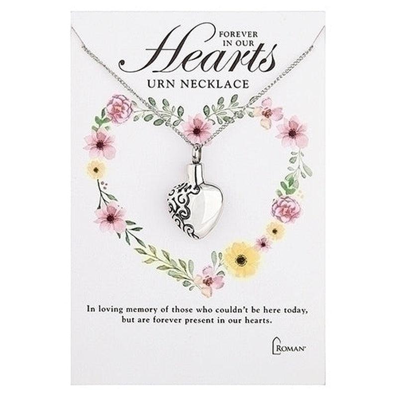 Stainless Steel 22" Heart Urn Necklace "Forever In Our Hearts"-Nature's Treasures