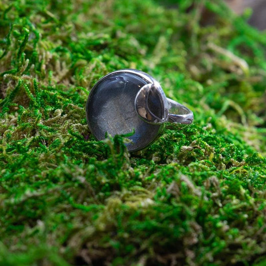 Starseed Moon Crescent Labradorite Ring || .925 Sterling Silver || Empathic Protection-Nature's Treasures