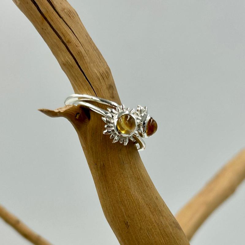 Sun Design Citrine Rings || .925 Sterling Silver-Nature's Treasures