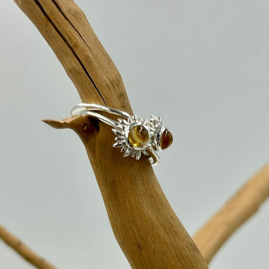 Sun Design Citrine Rings || .925 Sterling Silver-Nature's Treasures