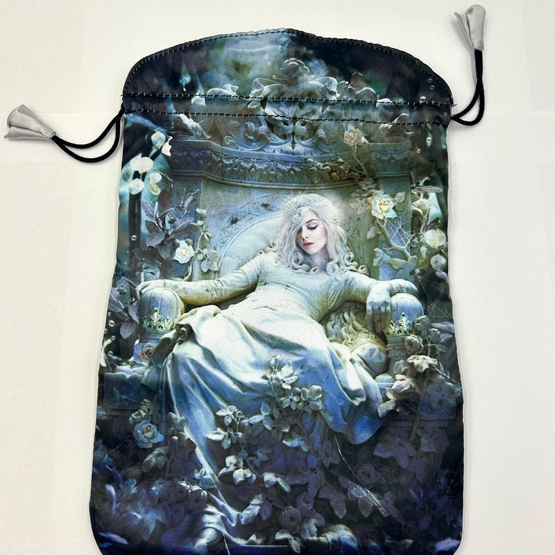 "Tarot de la Nuit Oracle Bag" Dupion Silk Drawstring Accessory Bag-Nature's Treasures