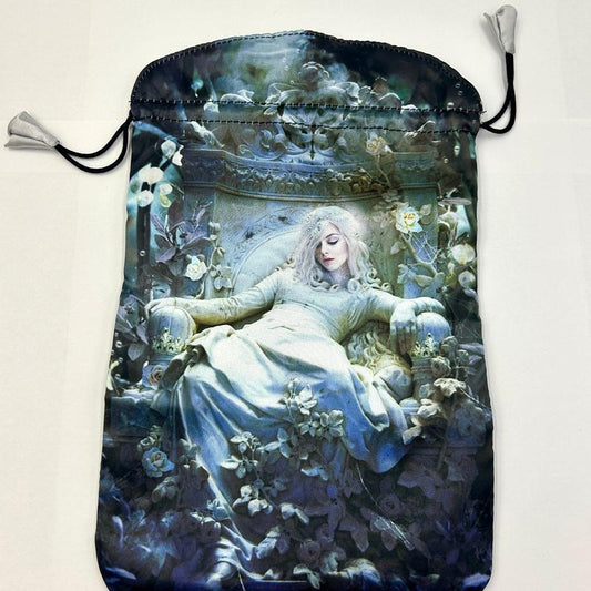"Tarot de la Nuit Oracle Bag" Dupion Silk Drawstring Accessory Bag-Nature's Treasures