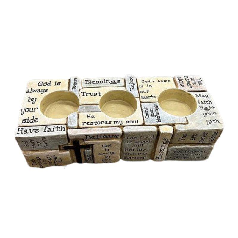 Tea-Light Candle Holders || Positive Words With Cross-Nature's Treasures