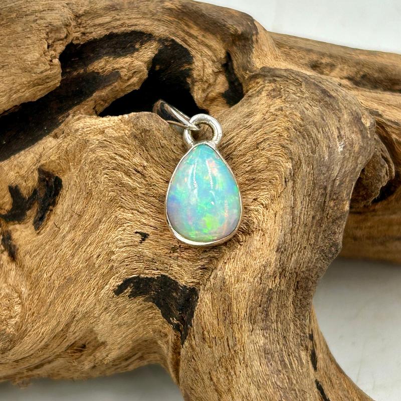 Teardrop Ethiopian Precious Opal Pendants || .925 Sterling Silver-Nature's Treasures