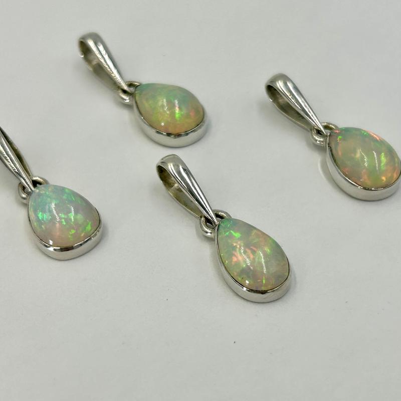 Teardrop Ethiopian Precious Opal Pendants || .925 Sterling Silver-Nature's Treasures