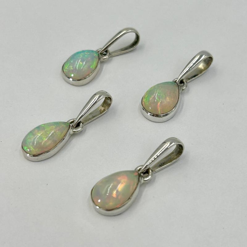 Teardrop Ethiopian Precious Opal Pendants || .925 Sterling Silver-Nature's Treasures