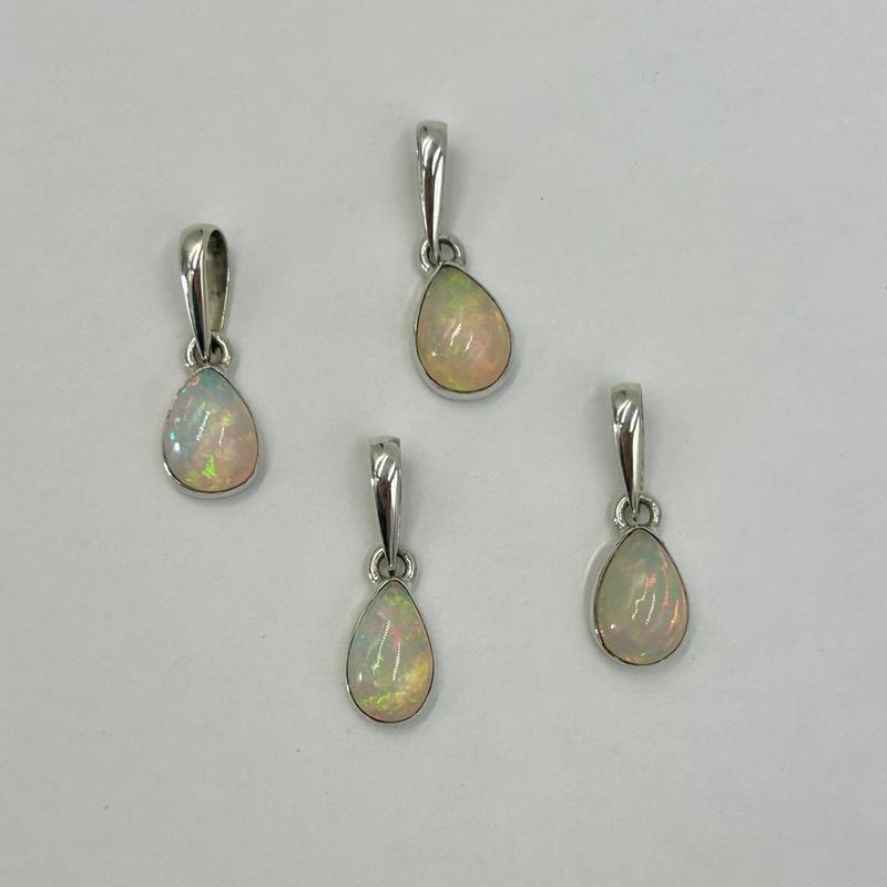 Teardrop Ethiopian Precious Opal Pendants || .925 Sterling Silver-Nature's Treasures