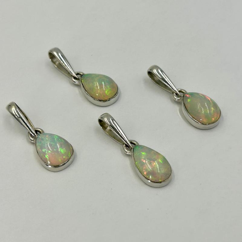 Teardrop Ethiopian Precious Opal Pendants || .925 Sterling Silver-Nature's Treasures