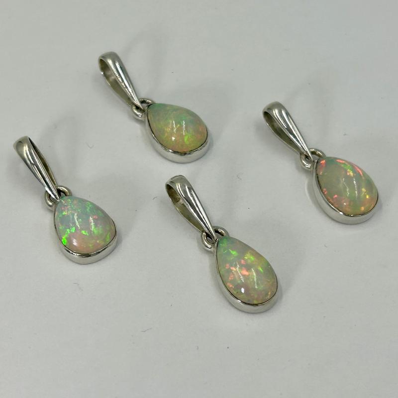 Teardrop Ethiopian Precious Opal Pendants || .925 Sterling Silver-Nature's Treasures