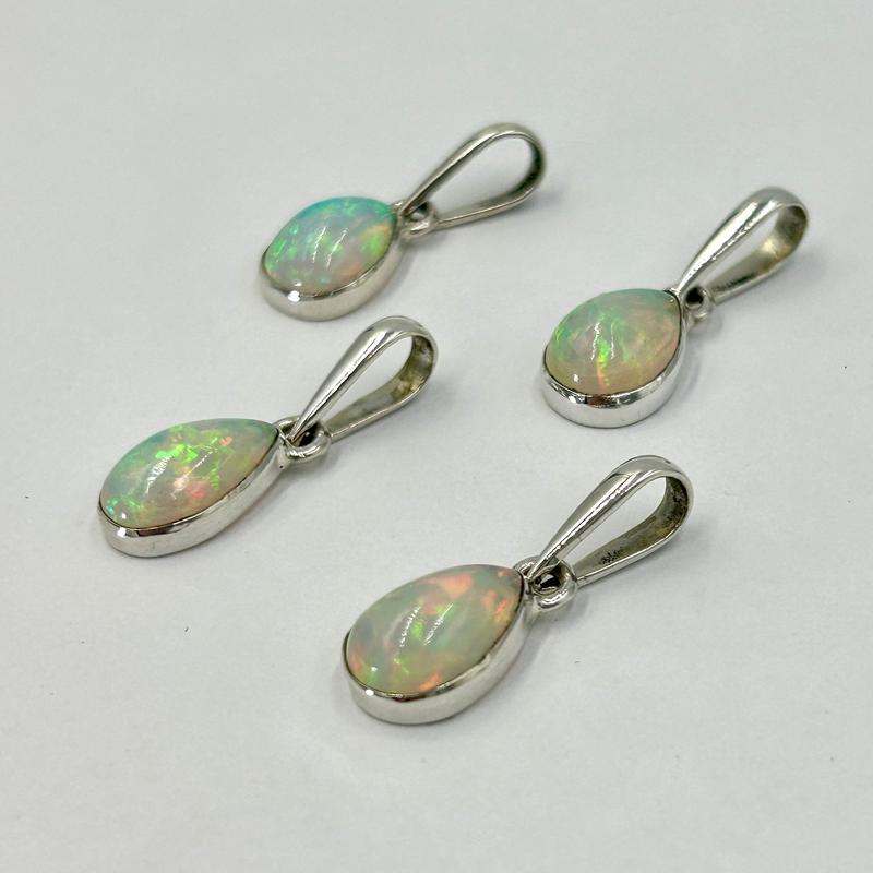 Teardrop Ethiopian Precious Opal Pendants || .925 Sterling Silver-Nature's Treasures