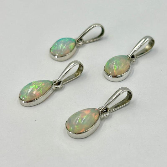 Teardrop Ethiopian Precious Opal Pendants || .925 Sterling Silver-Nature's Treasures