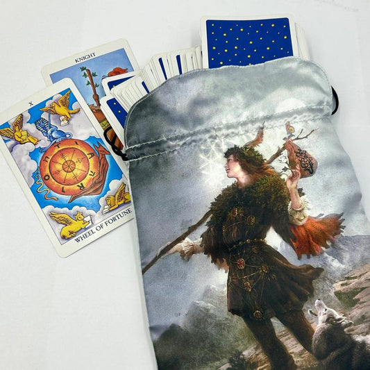 "The Fool Heaven & Earth Tarot Bag" Dupion Silk Drawstring Accessory Bag-Nature's Treasures
