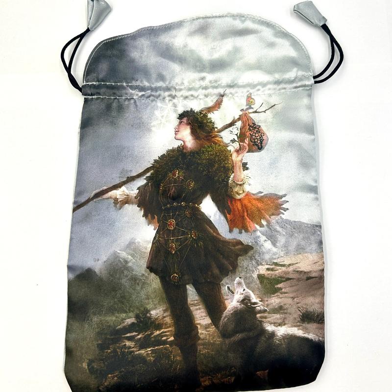 "The Fool Heaven & Earth Tarot Bag" Dupion Silk Drawstring Accessory Bag-Nature's Treasures
