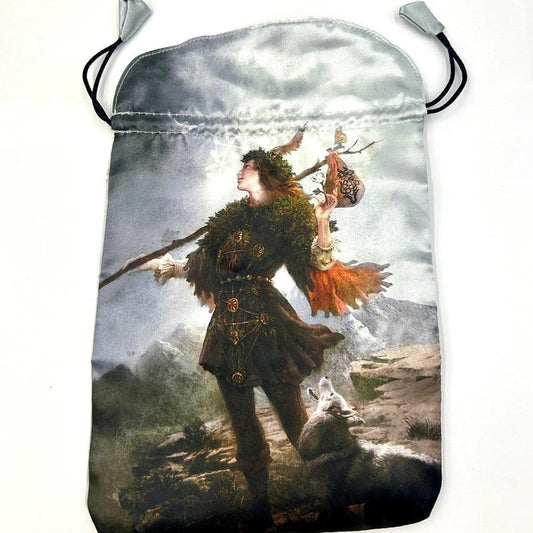 "The Fool Heaven & Earth Tarot Bag" Dupion Silk Drawstring Accessory Bag-Nature's Treasures