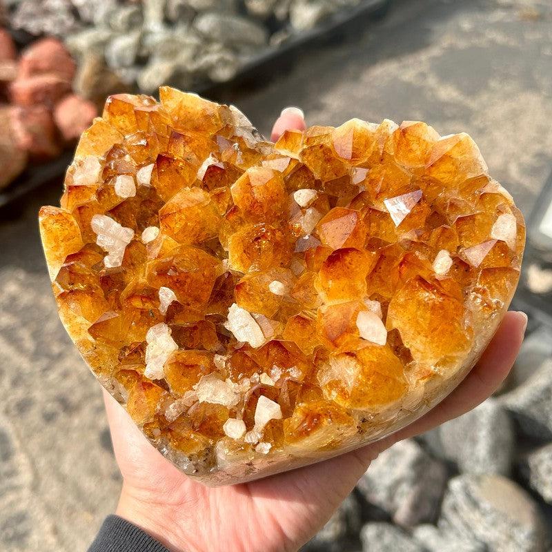 Thick Citrine Heart Shape Cluster On Metal Stand || Trunk Show-Nature's Treasures