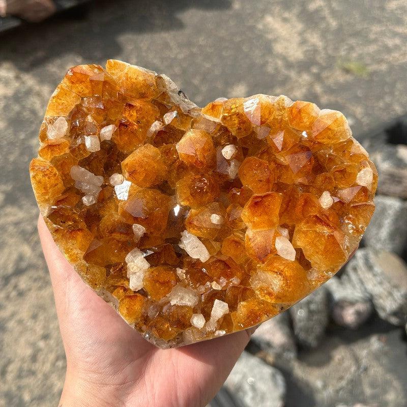 Thick Citrine Heart Shape Cluster On Metal Stand || Trunk Show-Nature's Treasures