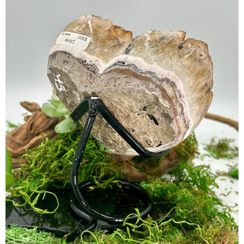 Thick Citrine Heart Shape Cluster On Metal Stand || Trunk Show-Nature's Treasures