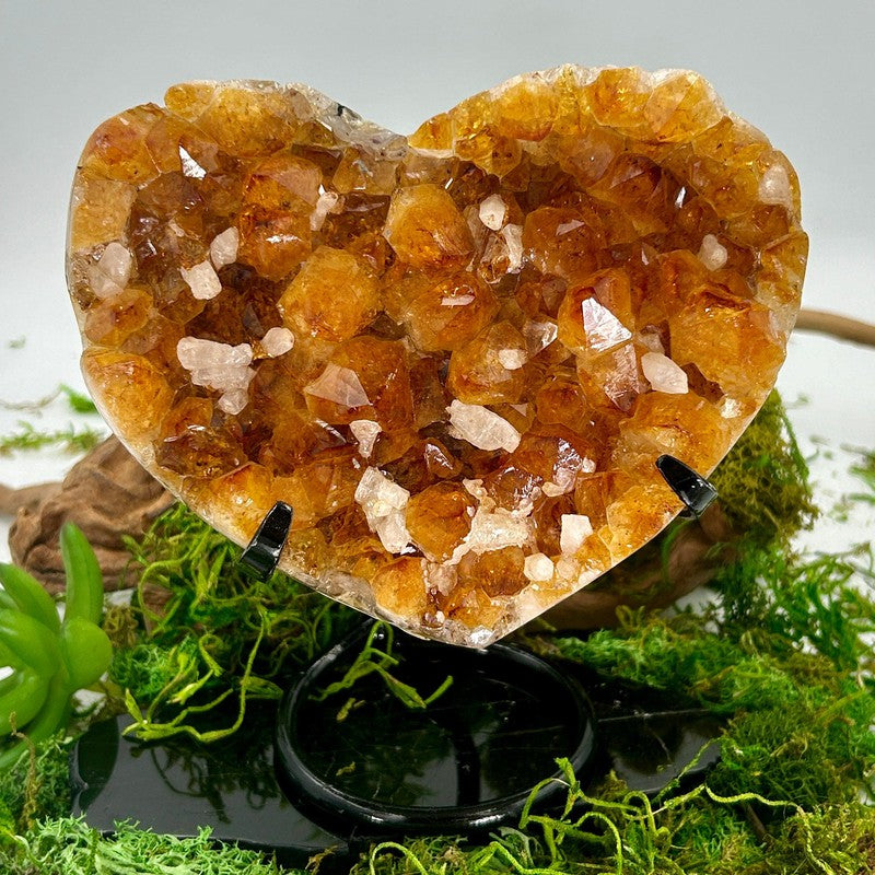 Thick Citrine Heart Shape Cluster On Metal Stand || Trunk Show-Nature's Treasures