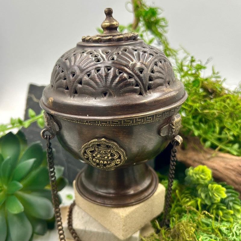 Tibetan Copper Hanging Antique Censer Burner-Nature's Treasures