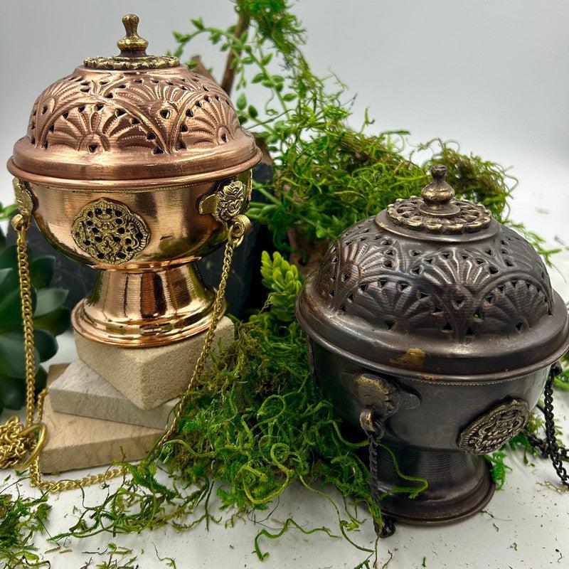 Tibetan Copper Hanging Antique Censer Burner-Nature's Treasures