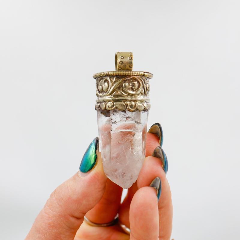 Tibetan Silver Clear Quartz Point Pendants || Trunk Show-Nature's Treasures