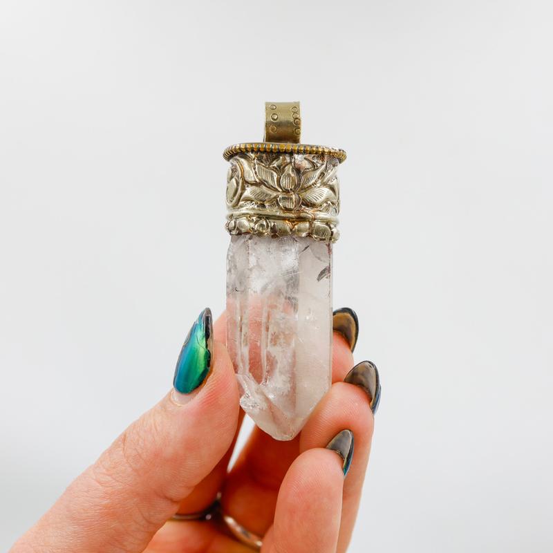 Tibetan Silver Clear Quartz Point Pendants || Trunk Show-Nature's Treasures