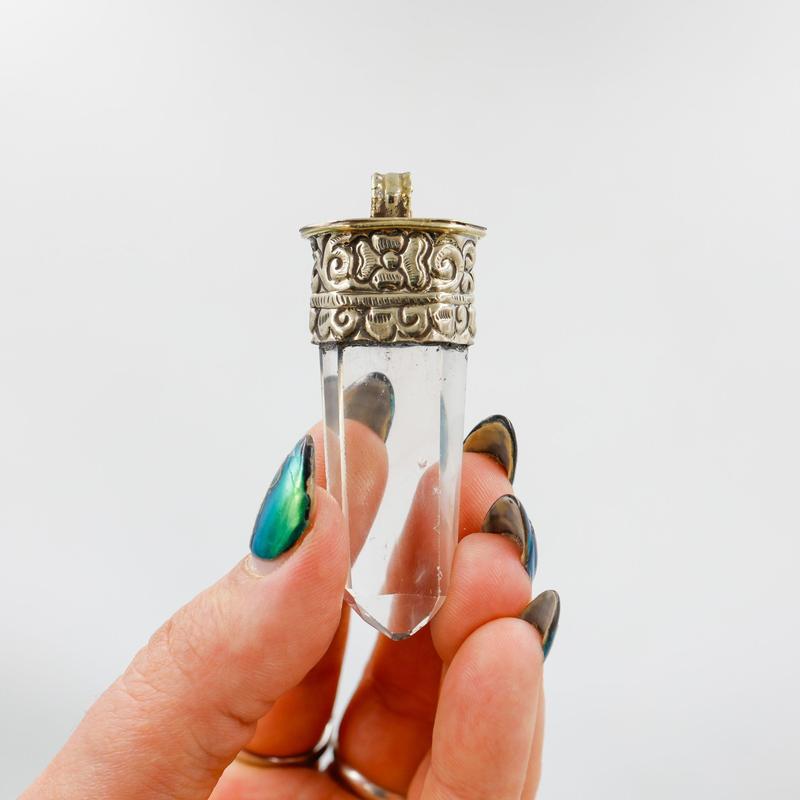 Tibetan Silver Clear Quartz Point Pendants || Trunk Show-Nature's Treasures