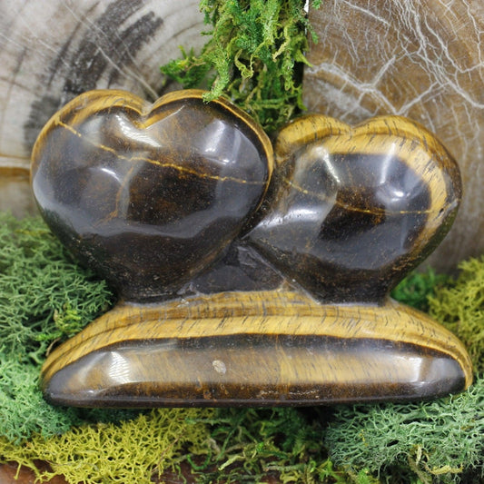 Tiger's Eye Double Heart Statue-Nature's Treasures