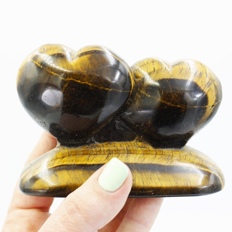 Tiger's Eye Double Heart Statue-Nature's Treasures
