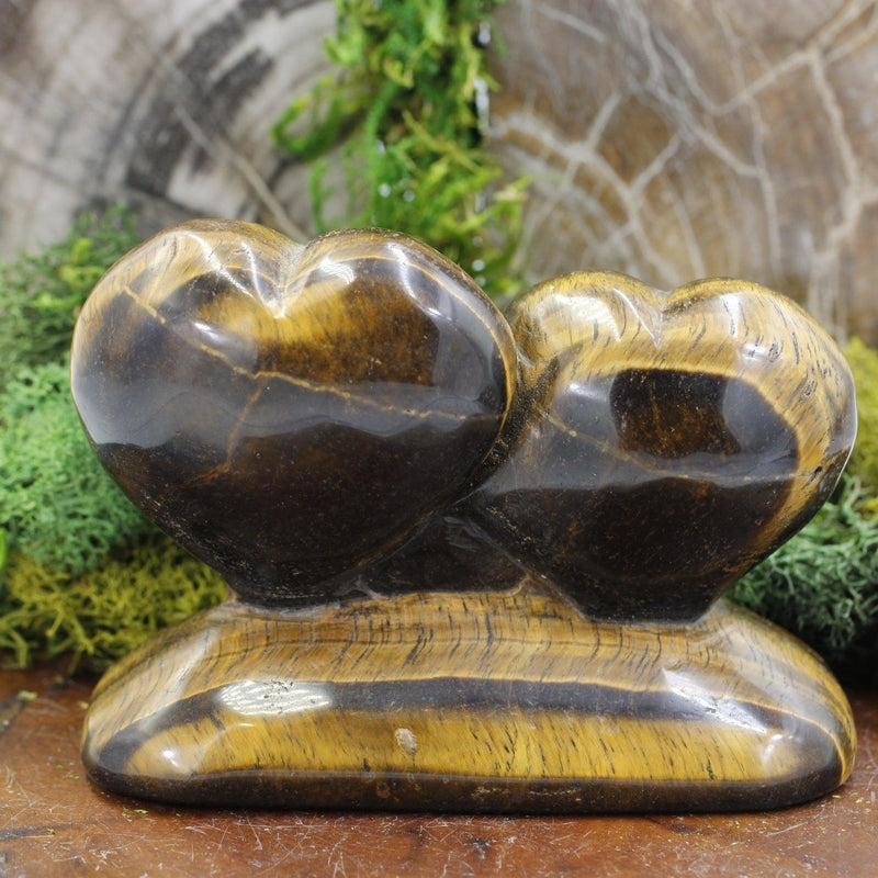 Tiger's Eye Double Heart Statue-Nature's Treasures